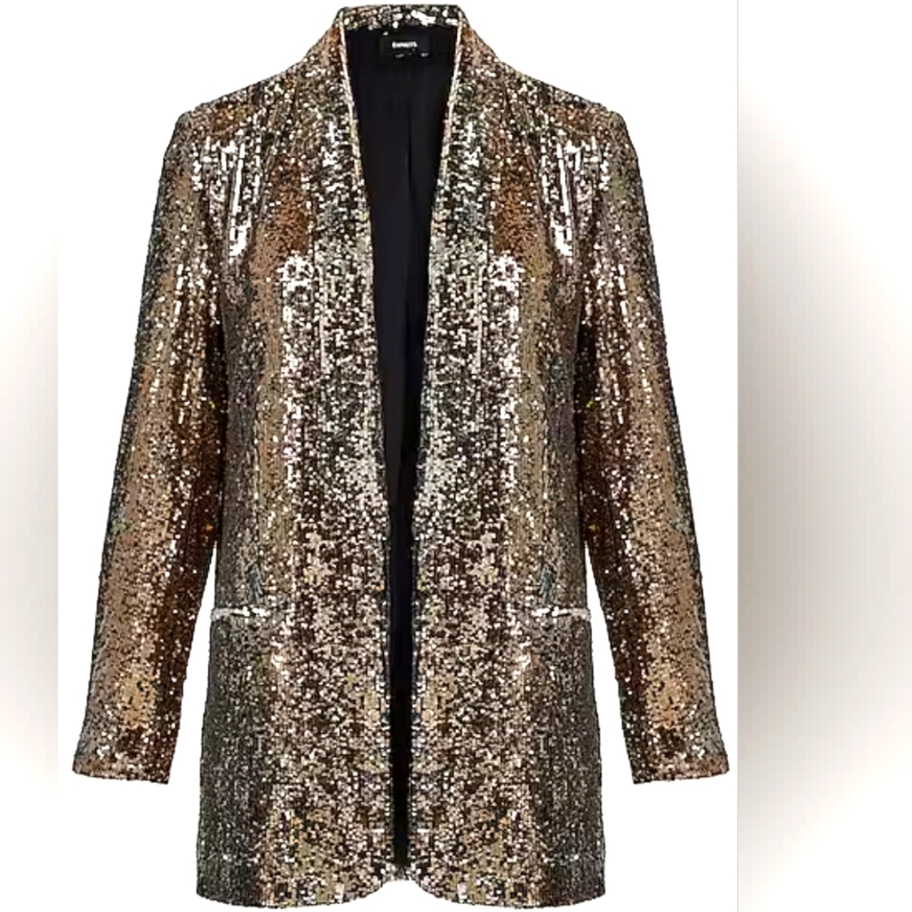 EXPRESS: Sequin Classic Peak Lapel Boyfriend Blazer - Picture 7 of 7